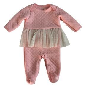 Chick Pea Romper Bodysuit Tutu Skirt One Piece Footed 3-6M Baby Girl Pink Outfit